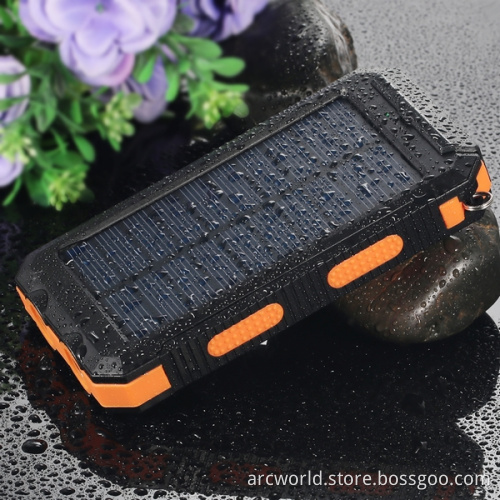 AWC719 8000mah Compass fully Waterproof solar dc 5.0v charger universal charger for mobile phone